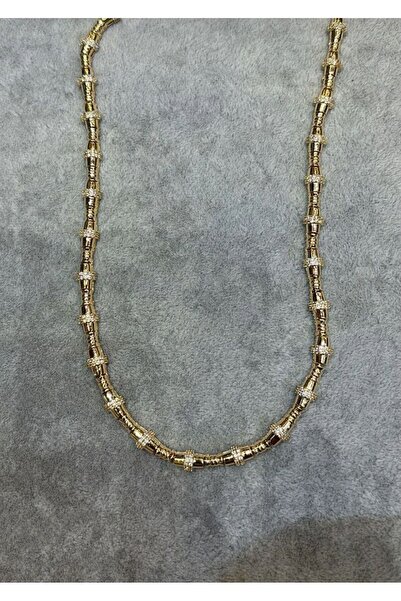 ANGELSS JEWELLERY Altın Kaplamalı Tek Renk Full Taşlı Serenay Kolye Leyla Tas...