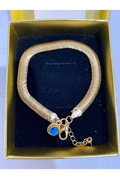 ANGELSS JEWELLERY سحق إيطالي - سلسلة عين الشر وسوار من الفولاذ مزين بالخرز