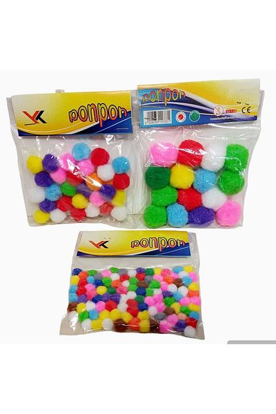 sevgi kırtasiye Pompom Set - 3 Cm, 2 Cm, 1 cm Large/Small Medium, Kindergarten and Kindergarten Hobby