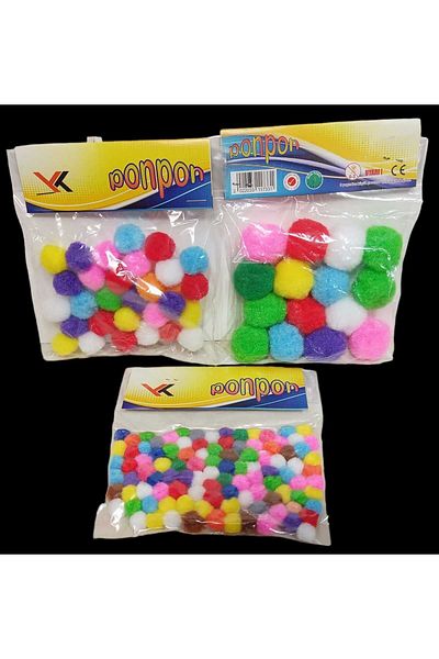 sevgi kırtasiye Pompom Set - 3 Cm, 2 Cm, 1 cm Large/Small Medium, Kindergarten and Kindergarten Hobby