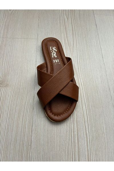 Home Women's Slippers Tan Leather Daily Slippers
