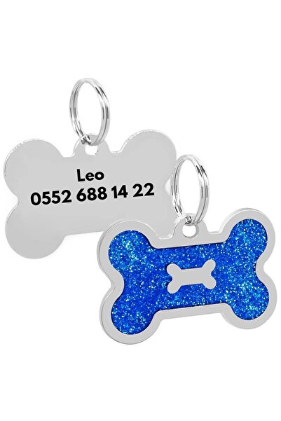 PATİMİO Isme Özel Çelik Kedi Köpek Isimlik Künyesi Mavi Işıltı