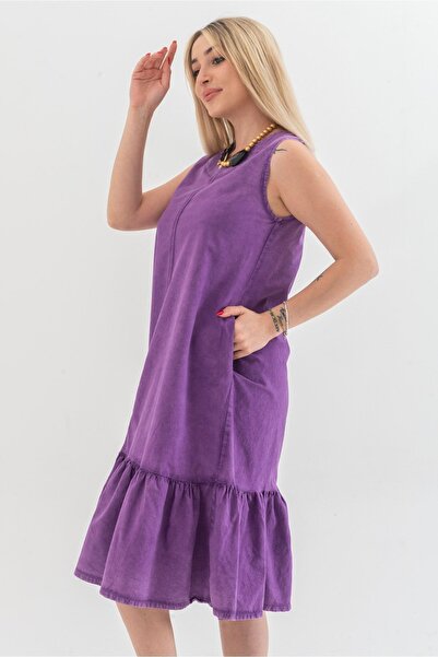 Bold & Young Bavlněné tkané šaty bez rukávů s kapsami