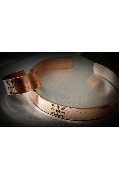 DA Cooper Design Copper Bracelet Vegvisir Symbol Copper Bracelet & Ring Set 45 gr