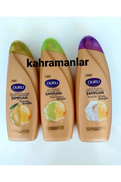 YEŞİLLİ STORE Duru sampuan 500 ml 3 adet sarımsak zeytin misket limon u