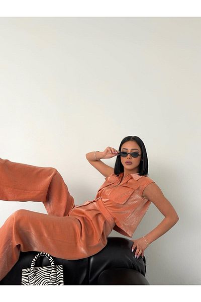 Stealle Shiny Stylish Women's Vest and Trousers Set