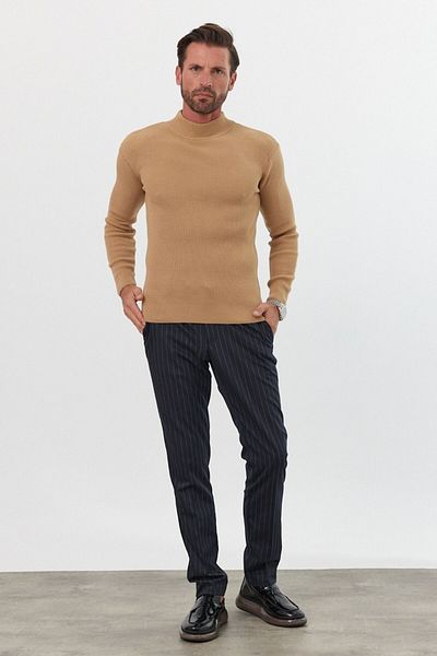Livio Ferri Мъжки пуловер с поло Slim Fit от трикотаж - Поло яка