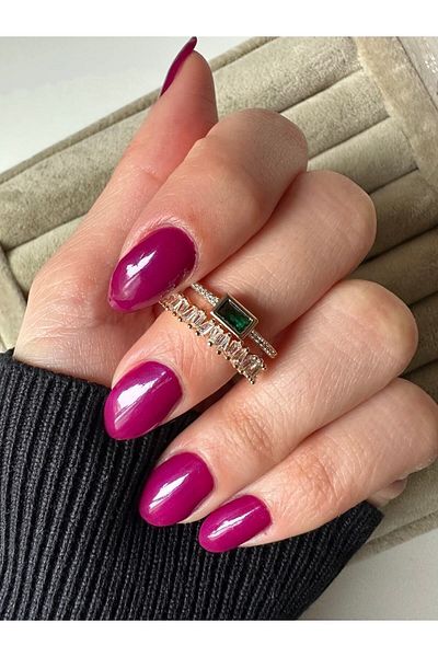ringbox Gold Double Row Baguette Stone Emerald Detailed Women's Ring