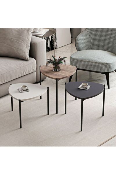 ATS Dekor Endüstriyel Tasarım 3 lü v Sehpa ve Zigon