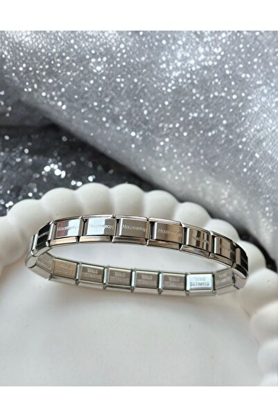Aurora Italian Nomi Silver Steel Bracelet