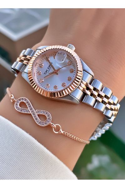 Tom Jones Rose Silver Colored Steel Cord Women's Wristwatch - No Tarnish Small Case, Bracelet Tmr0101-2