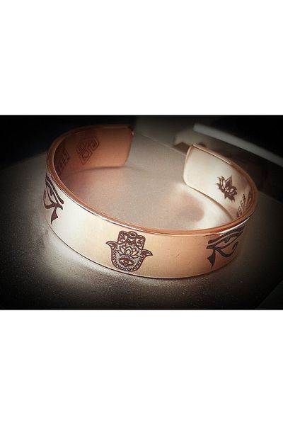 DA Cooper Design Copper Bracelet Horus' Flour Eye and Hamse Hand & Number Section 45-50 gr Bracelet