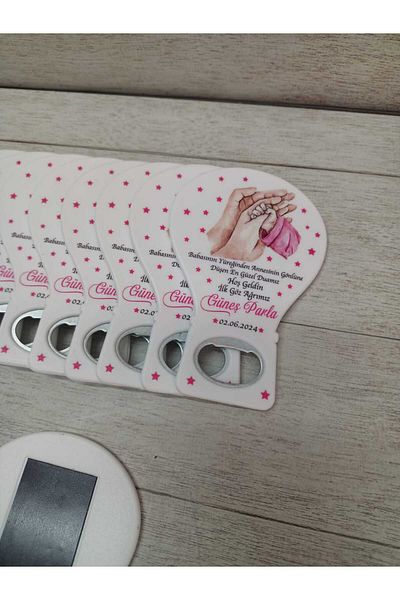 onuratasarlat 35 Pieces Newborn Balloon Magnet - Birthday, Circumcision, Engagement and Promise Pink Hand Model