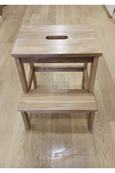 Asrimo mobilya Masif Ahşap Basamaklı Tabure Cilasız