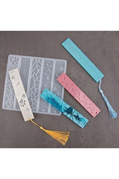 Şenhomee Epoksi Kalıp Silikon Kitap Ayracı Kalıbı Desenli 5'li 16x15x3 Cm