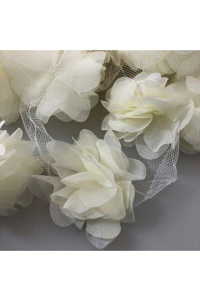 Aker Hediyelik Κρέμα Laser Rose 2m Laser Cut Rose Στολίδι Υλικό Συσκευασίας 24 τμχ Organza Fabric Τεχνητά Λουλούδια