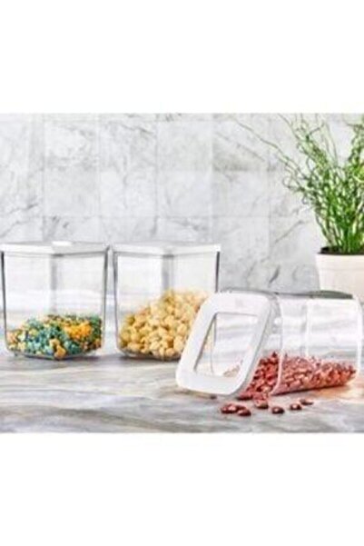VİP AHMET 700 ml Square Vacuum Storage Transparent Container Set of 6 Vask700