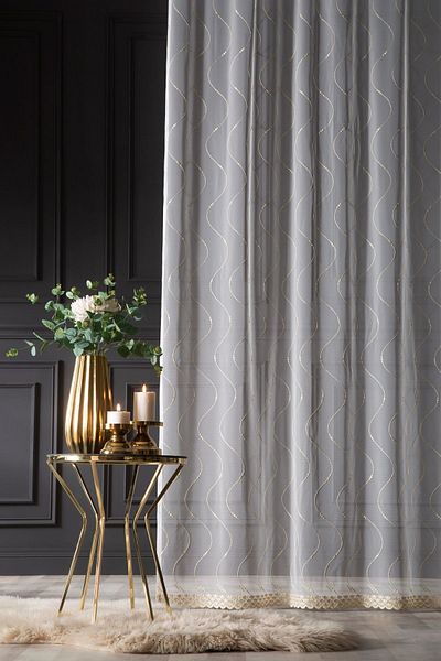 MAGİZA Don't Want Iron Tulle Curtain Patterned Sparse Pleat - 1e 2layers Suitable for Living Room Kitchen Balcony Children's Room