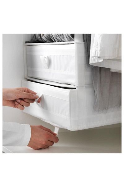 IKEA Λευκό Skubb Box - 44x34x11 cm, με θήκες, 10185593
