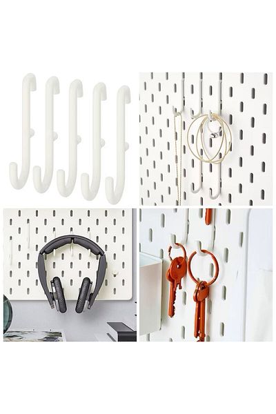 IKEA Skadıs 5 Pieces 6 Cm Multi-Purpose Panel Part Steel Hook Hanger