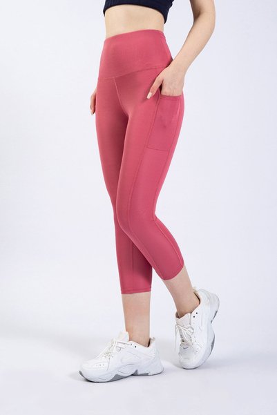 The Step Sports Spocket Kapri Dried Rose High Waist Tummy Control Leggings with Pockets