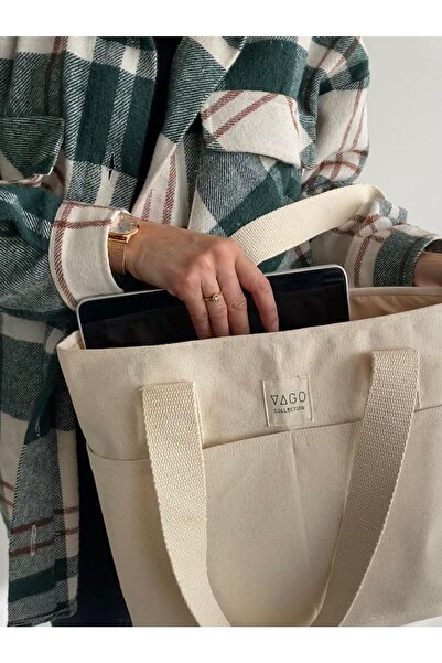 VAGO COLLECTION Beige Eco Canvas Bag