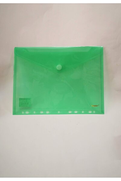 Temat Yeşil Delikli Çıtçıtlı Zarf Dosya A4 Boy Tek Bölmeli Plastik Düz Renk