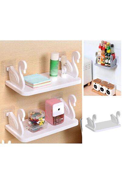 Granvex Kendinden Yapışkanlı Raf Mutfak Banyo Oda Masa Rafı Pratik Organizer Kuğu Tasarımlı