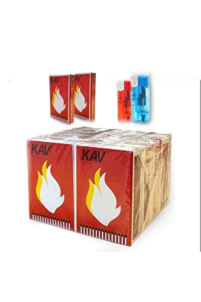 KİBRİT Kav Kibrit 12 Kutu - 2 Adet Koko Taşlı Çakmak