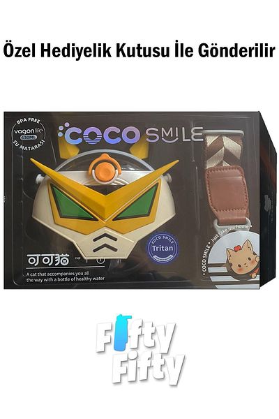 Vagonlife CocoSmile Special Boxed 630 ML Robot Themed Tritan Water Bottle with Straw - Neck Strap - 4 Different Models f