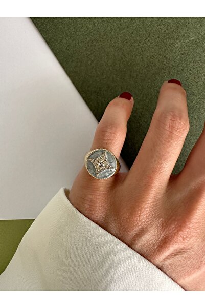 ringbox -Özel Seri- Gold Gri Mineli Serçe Parmak Yüzüğü