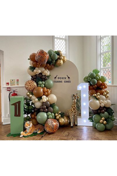eğlencemarketi Chrome Gold Chocolate Brown Caramel Milk Green and Milk Coffee Balloon Chain 100 Pieces