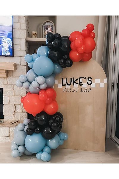 eğlencemarketi 100 Pieces Pastel Black Red Storm Blue and Macaron Blue Balloon Chain