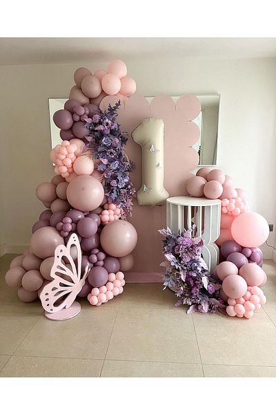 eğlencemarketi Macaron Pink Pink Blush and Lavender Balloon Chain 100 Pieces
