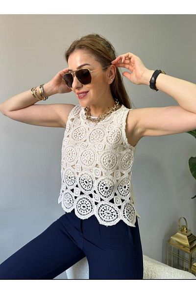 jöns since 1997 Women's Front Knit Stone Sleeveless Blouse