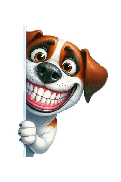 MegaSticker Autocolant 13x9 Cm Câine Naughty - Mașină, Motocicletă, Cască, Laptop, Geam