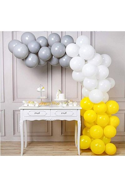 eğlencemarketi Gray White Yellow Balloon Chain Set - 5 Meters