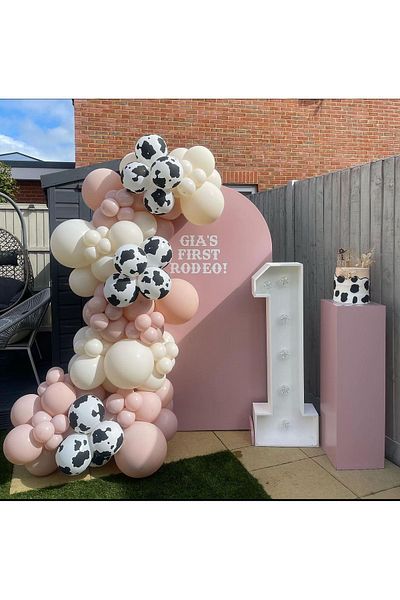 eğlencemarketi Retro Pink Blush and Retro White Balloon Chain 100 Pieces