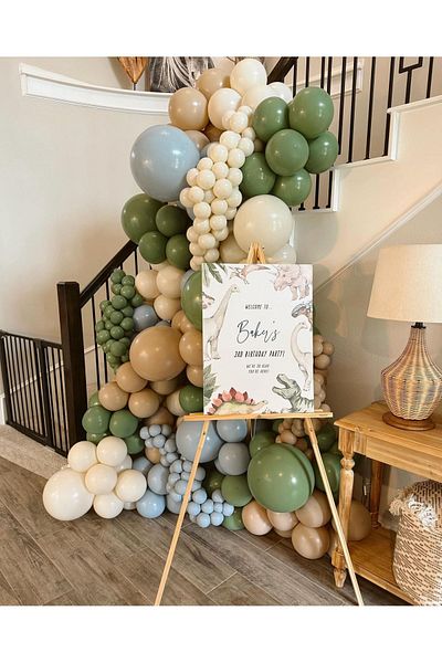 eğlencemarketi 100 Pieces Mold Green - Sea Sand Storm Blue and Milk Coffee Balloon Chain