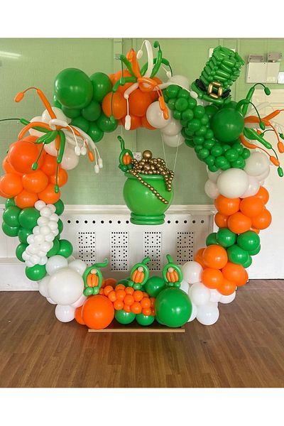 eğlencemarketi 100 Pieces Pastel Orange, White and Grass Green Balloon Chain