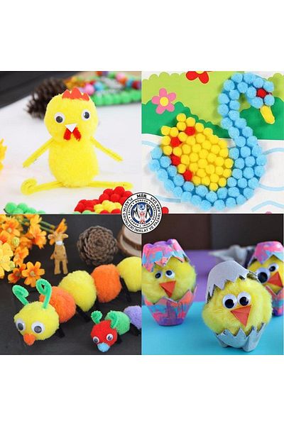 MİR Mixed Color (10mm) Plush Pompom (100 Pieces)