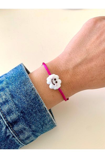 Misto Aksesuar Murano Glass Beaded Cloud Fuchsia Bracelet
