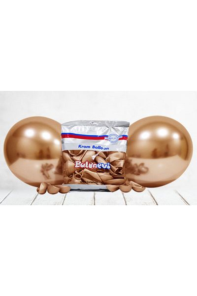 eğlencemarketi 12 Inch Standard Size Chrome Balloon 10 Pieces Copper