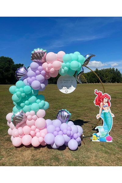 eğlencemarketi Macaron Lilac Mint and Pink Balloon Chain 100 Pieces