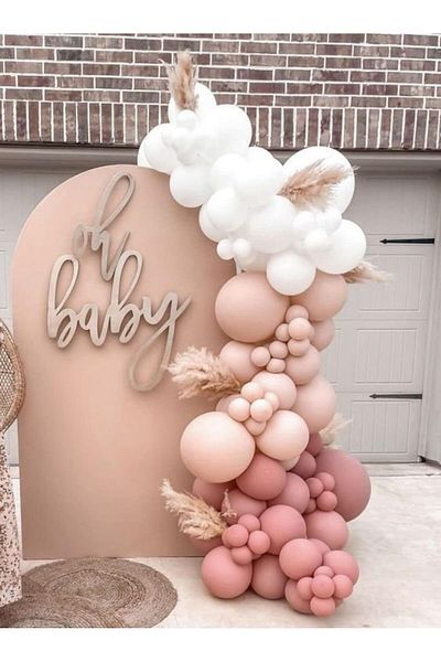 eğlencemarketi Pastel White Pink Blush and Rosewood Balloon Chain 100 Pieces