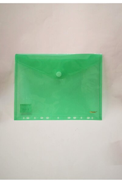 Temat Yeşil Delikli Çıtçıtlı Zarf Dosya A4 Boy Tek Bölmeli Plastik Düz Renk