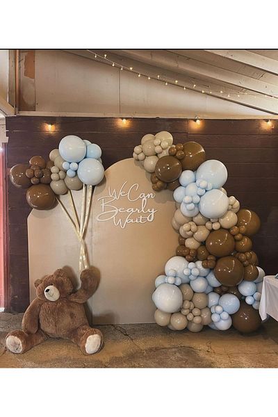 eğlencemarketi Macaron Baby Blue Caramel and Hazelnut Balloon Chain 100 Pieces