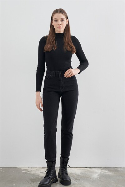 DRC trend Жіночі чорні джинси з високою талією та еластичним поясом
