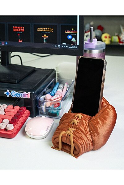 Home Boks Eldiveni - Sağ Kroşe Temalı Modern Telefon Tutucu Masa Aksesuarı