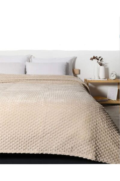 MİNK Tomurcuk Lüks Vizon Çift Kişilik Battaniye 500 Bej 200x220